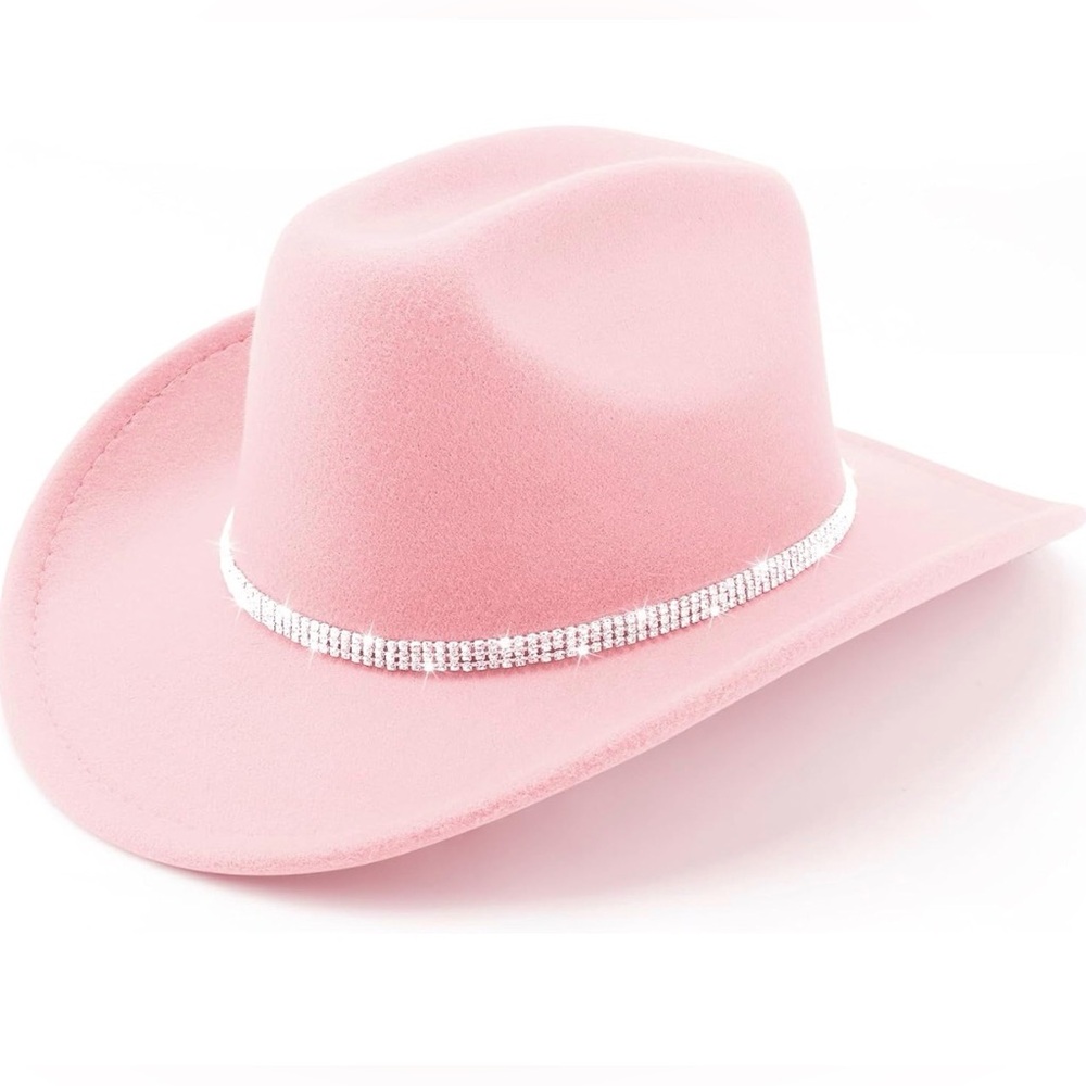 Stylish Pink Fedora Hat with Silver Trim shaped in a zig zag.